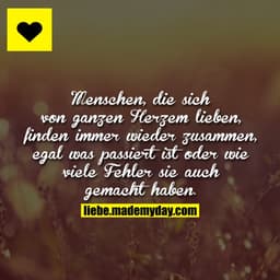 Menschen, die sich von ganzen Herzem lieben, finden immer wieder zusammen, egal was passiert ist oder wie viele Fehler s