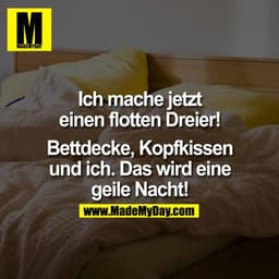 Ich mache jetzt einen flotten Dreier! Bettdecke, KopfKissen und ich. Das wird eine geile Nacht!