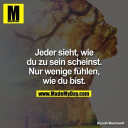 Jeder sieht, wie du zu sein scheinst. Nur wenige fühlen, wie du bist.