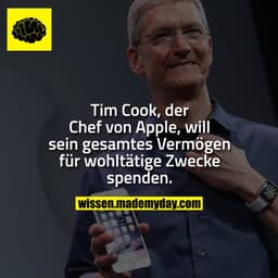 Tim Cook, der Chef von Apple, will sein gesamtes Vermögen für wohltätige Zwecke spenden.