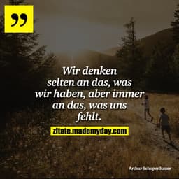 Wir denken selten an das, was wir haben, aber immer an das, was uns fehlt.