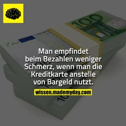 Man empfindet beim Bezahlen weniger Schmerz, wenn man die Kreditkarte anstelle von Bargeld nutzt.