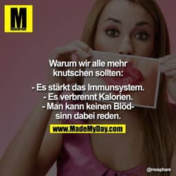 Warum wir alle mehr
knutschen sollten:
- Es stärkt das Immunsystem.
- Es verbrennt Kalorien.
- Man kann keinen Blödsinn 