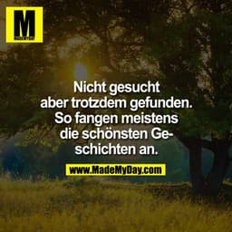IM
Nicht gesucht
aber trotzdem gefunden.
So fangen meistens
die schönsten Geschichten an.