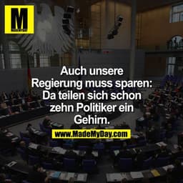 Auch unsere Regierung muss sparen: Da teilen sich schon zehn Politiker ein Gehirn.