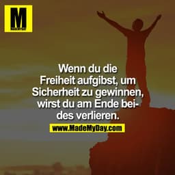 Wenn du die Freiheit aufgibst, um Sicherheit zu gewinnen, wirst du am Ende beides verlieren.