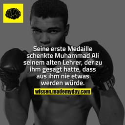 Seine erste Medaille schenkte Muhammad Ali seinem alten Lehrer, der zu ihm gesagt hatte, dass aus ihm nie etwas werden w