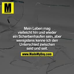 Mein Leben mag vielleicht hin und wieder ein Scherben­haufen sein, aber wenigstens kenne ich den Unterschied zwischen se
