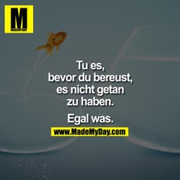 Tu`es,
bevor du bereust,
es nicht getan zu haben.

Egal was.