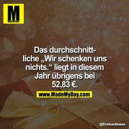 Das durchschnittliche "Wir schenken uns nichts." liegt in diesem Jahr übrigens bei 52,83€.