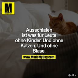 Ausschalfen ist was für Leute ohne Kinder. Und ohne Katzen. Und ohne Blase.