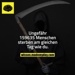 Ungefähr 159635 Mneschen sterben am gleichen Tag wie du.