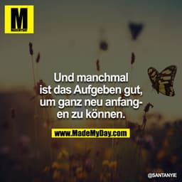 Und manchmal ist das Aufgeben gut, um ganz neu anfangen zu können.