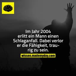 Im Jahr 2004 erlitt ein Mann einen Schlaganfall. Dabei verlor er die Fähigkeit, traurig zu sein.