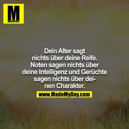 Dein Alter sagt nichts über deine Reife. Noten sagen nichts über deine Intelligenz und Gerüchte sagen nichts über deinen