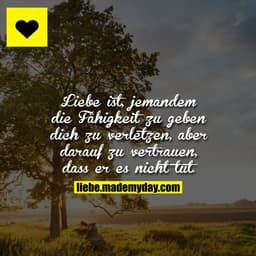 Liebe ist, jemandem die Fähigkeit zu geben dich zu verletzen, aber darauf zu vertrauen, dass er es nicht tut.