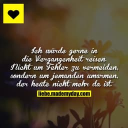 Ich würde gerne in die Vergangenheit reisen. Nicht um Fehler zu vermeiden, sondern um jemanden umarmen, der heute nicht 