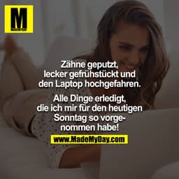 Zähne geputzt, lecker gefrühstückt und den Pc hochgefahren. Alle Dinge erledigt, die ich mir für den heutigen Sonntag so