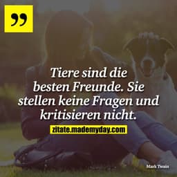 Tiere sind die besten Freunde. Sie stellen keine Fragen und kritisieren nicht.