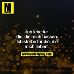 Ich lebe für die, die mich hassen. Ich sterbe für die, die mich lieben. 
