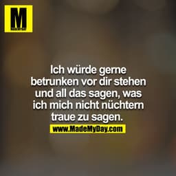 Ich würde gerne betrunken vor dir stehen und all das sagen, was ich mich nicht nüchtern traue zu sagen. 