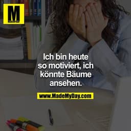 Ich bin heute so motiviert, ich könnte Bäume ansehen
