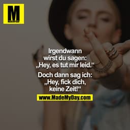 Irgendwann wirst du sagen: "Hey, es tut mir leid." - Doch dann sag ich: "Hey fick dich, keine Zeit!" 