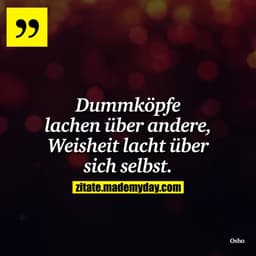 Dummköpfe lachen über andere, Weisheit lacht über sich selbst.