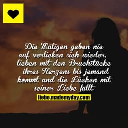 Die Mutigen geben nie auf, verlieben sich wieder, lieben mit den Bruchstücken ihres Herzens bis jemand kommt und die Lüc