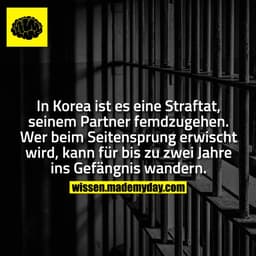 In Korea ist es eine Straftat, seinem Partner femdzugehen. Wer beim Seitensprung erwischt wird, kann für bis zu zwei Jah