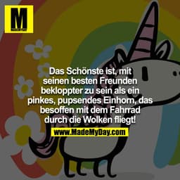 Das schönste ist mit seinen besten Freunden bekloppter zu sein, als ein pinkes, pupsendes Einhorn, dass besoffen mit dem