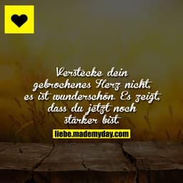 Verstecke dein gebrochenes Herz nicht, es ist wunderschön. Es zeigt, dass du jetzt noch stärker bist.