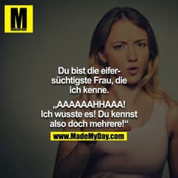Du bist die eifersüchtigste Frau, die ich kenne." - "AAAAAAAAH! Ich wusste es!!! Du kennst also mehrere!!!