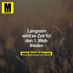 Langsam wird es Zeit für den 1. Weltfrieden
