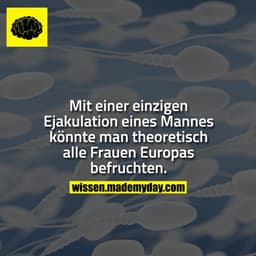 Mit einer einzigen Ejakulation eines Mannes könnte man theoretisch alle Frauen Europas befruchten.