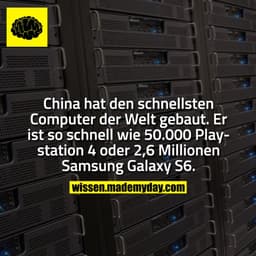 China hat den schnellsten Computer der Welt gebaut. Er ist so schnell wie 50.000 Playstation 4 oder 2,6 Millionen Samsun