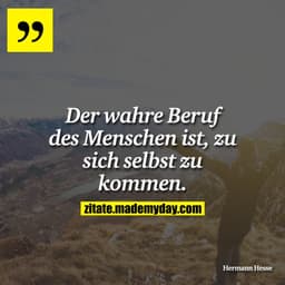 Der wahre Beruf des Menschen ist, zu sich selbst zu kommen.