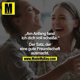 "Am Anfang fand ich dich voll scheiße."

- der Satz, der eine gute Freundschaft ausmacht.


