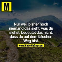 Nur weil bisher noch niemand das sieht, was du siehst, bedeutet das nicht, dass du auf dem falschen Weg bist.