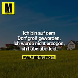 Ich bin auf dem Dorf groß geworden. Ich wurde nicht erzogen, ich habe überlebt.

