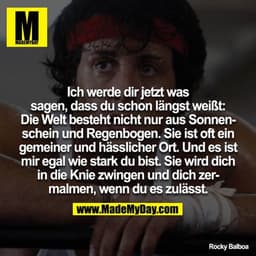 Ich werde dir jetzt was sagen, dass du schon längst weißt: Die Welt besteht nicht nur aus Sonnenschein und Regenbogen. S