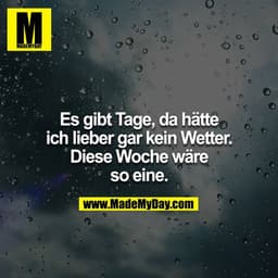Es gibt Tage, da hätte ich lieber gar kein Wetter. - Diese Woche wäre so eine.
