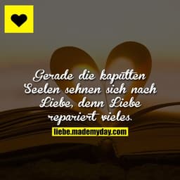 Gerade die kaputten Seelen sehnen sich nach Liebe, denn Liebe repariert vieles.