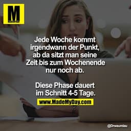 Jede Woche kommt irgendwann der Punkt, ab da sitzt man seine Zeit bis zum Wochenende nur noch ab. Diese Phase dauert im 