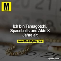 Ich bin Tamagotchi, Spaceballs und Akte X Jahre alt.

