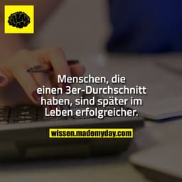 Menschen, die einen 3er-Durchschnitt haben, sind später im Leben erfolgreicher.