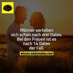 Männer verlieben sich schon nach drei Dates. Bei den Frauen ist es nach 14 Dates der Fall.