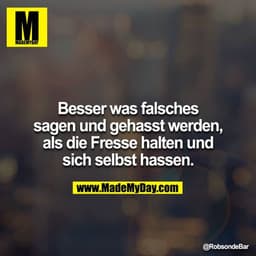 Besser was falsches sagen und gehasst werden, als die Fresse halten und sich selbst hassen.