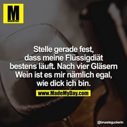 Stelle gerade fest, dass meine Flüssigdiät bestens läuft. Nach vier Gläsern Wein ist es mir nämlich egal, wie dick ich b