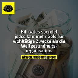 Bill Gates spendet jedes Jahr mehr Geld für wohltätige Zwecke als die Weltgesundheitsorganisation.